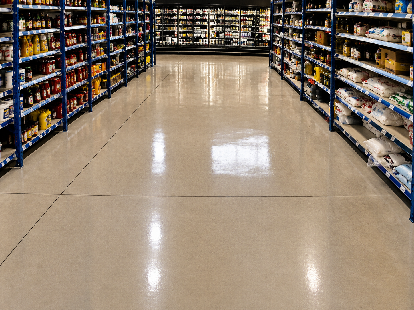 Egale lichte bedrijfsvloer in een winkelomgeving