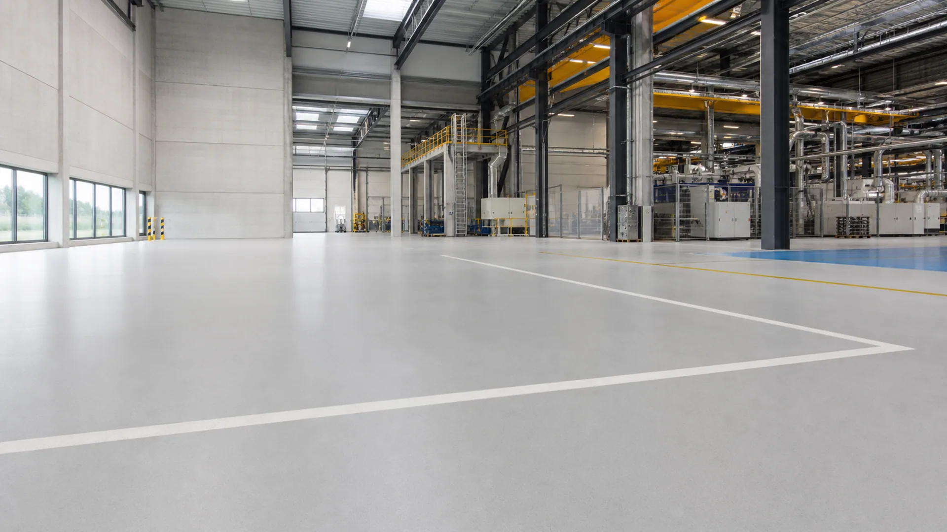 Slijtvaste productievloer in een fabriek